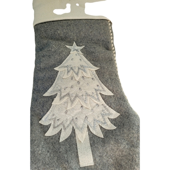 Balsam & Fir Christmas Stockings Gray and Ivory Farmhouse Style CountrySet of 2 - Picture 2 of 5